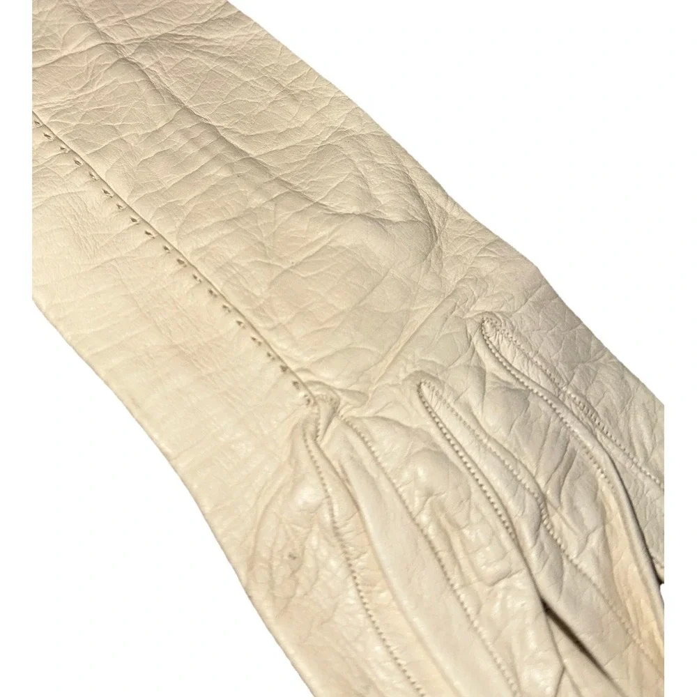 Vintage 1950's Christian Dior Lionel Le Grande Ivory Gauntlet Gloves Leather 6.5